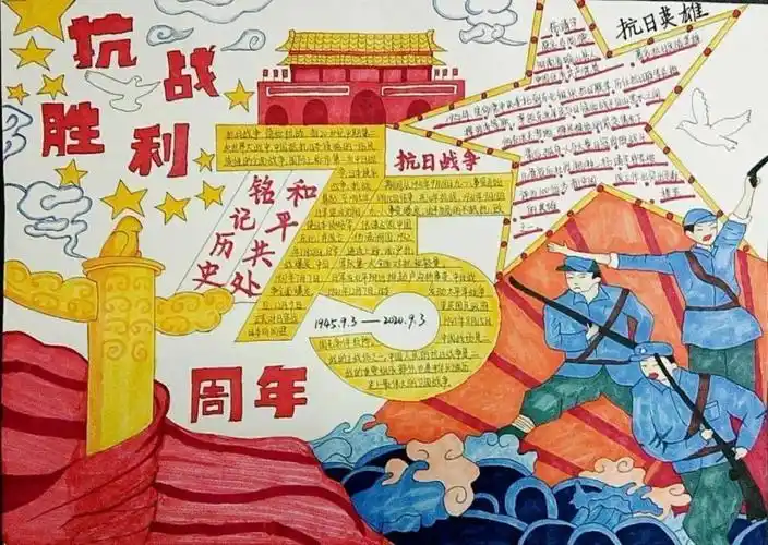 抗战胜利75周年爱国主义手抄报抗战胜利手抄报