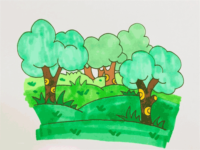 原始森林简笔画图片 森林怎么画