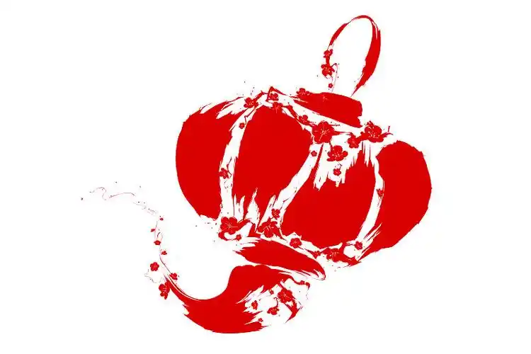 水墨画红灯笼图片