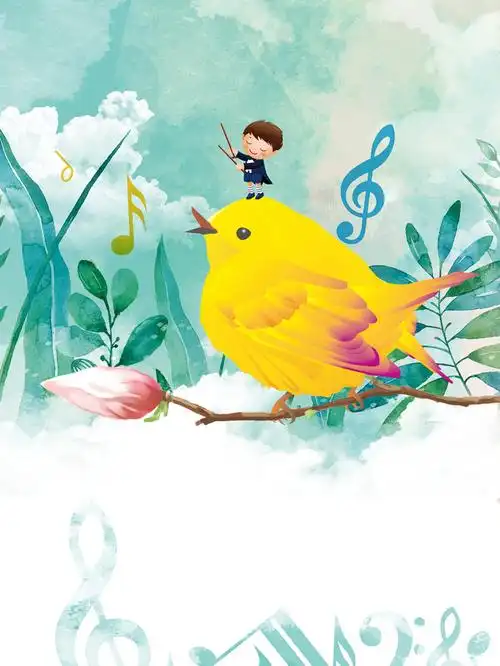 小清新手绘插画声乐培训班海报背景素材