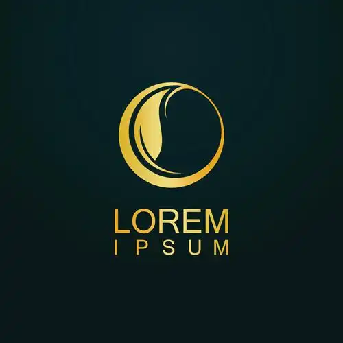 公司logo,行业标志,标志图标,金色圆形叶子,行业标志,矢量素材 描