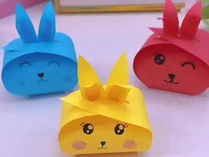 一张纸折一个小兔子糖果盲盒,简单又可爱!#手工 #盲盒 #折纸