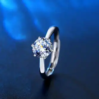 足银925网红经典莫桑石情侣戒指女仿真钻戒跨境莫桑钻手饰品女款2克拉