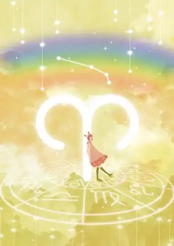 黄色白羊座星座梦幻唯美星空壁纸