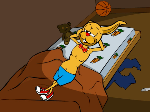 嘟嘴 pout 兔子 卡通 睡觉 无聊