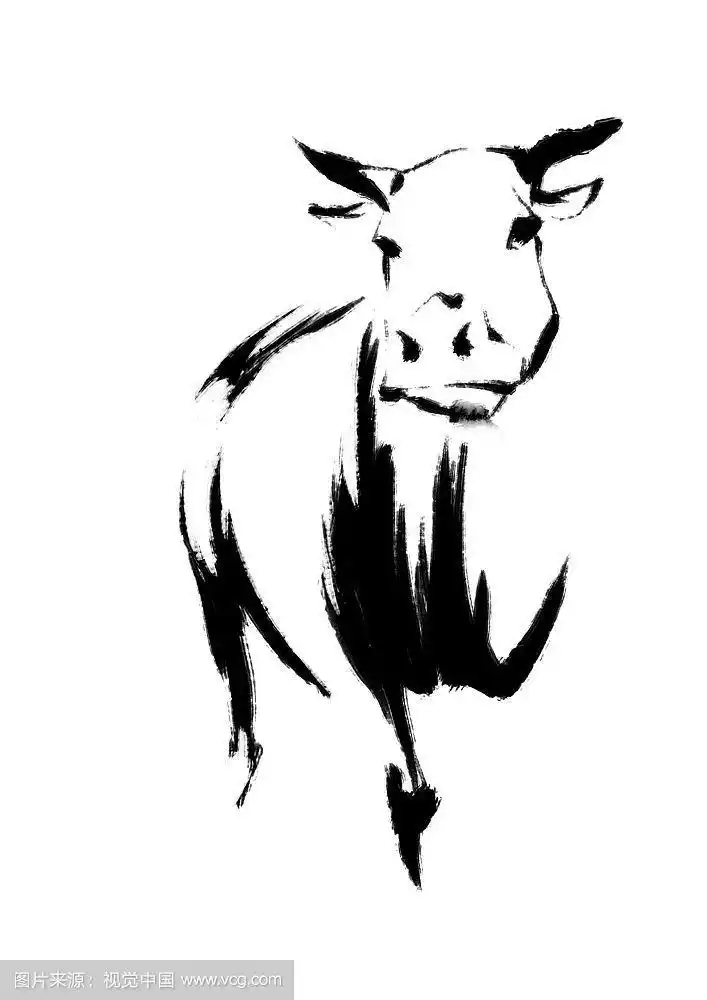 牛的水墨画