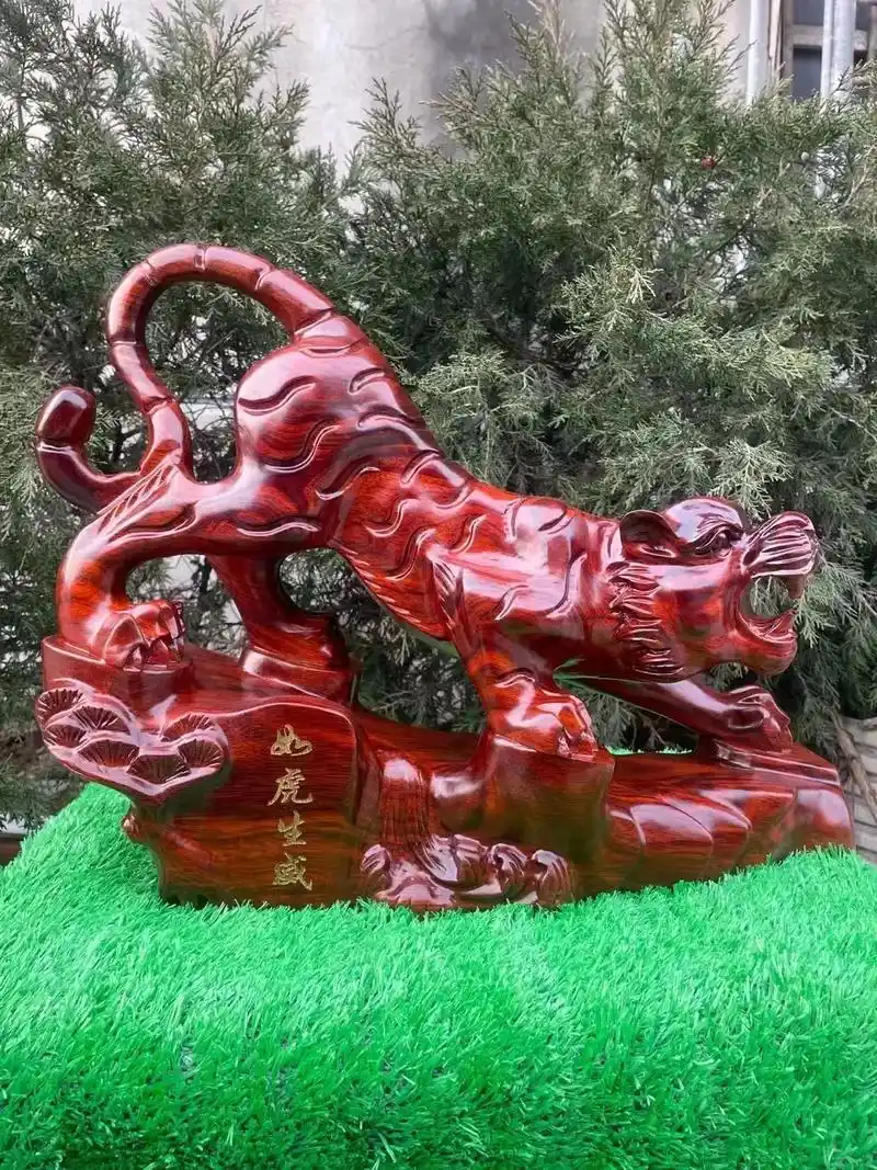 非洲铁梨木雕工艺品虎虎生威 虎啸山河 生肖虎摆件虎百兽之