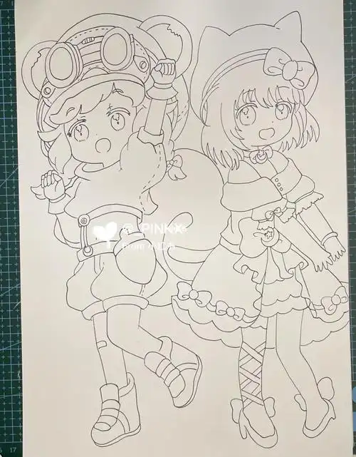 马克笔手绘动漫人物女生q版人物女生双人