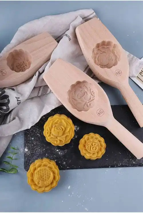 月饼模具木忆加深木质模具冰皮广式做月饼蒸馒头实木模子家用饼印2点