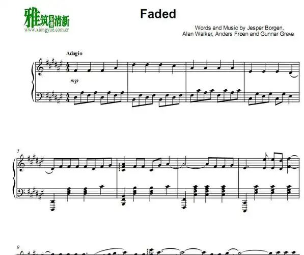 faded钢琴谱 francesco parrino钢琴谱