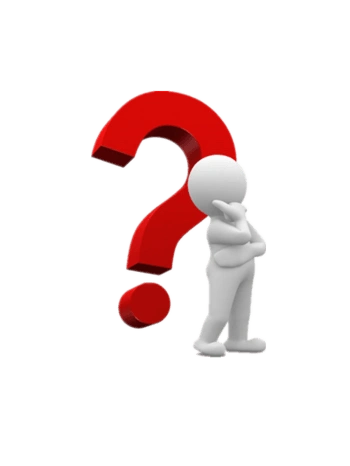 一个小白人依靠着问号表达疑问