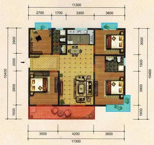 京基一品 134.62平米4室2厅2卫户型