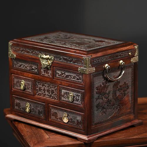 红木首饰盒实木复古首饰收纳盒高档高级感中式精致嫁妆盒结婚送礼