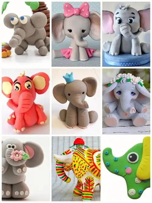 粘土手工动物大象黏土手作创意手工diy