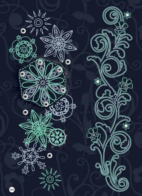 绣花 优雅植物 花卉 花纹 家纺 免费素材