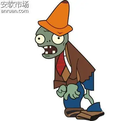 路障僵尸的简笔画