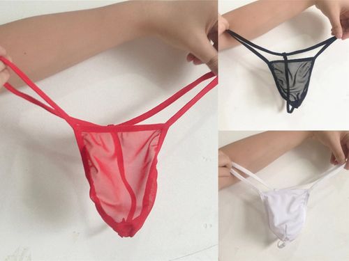 一根线丁字裤男性感网纱男士内裤波纹低腰漏臀细带裤舒适透气t裤
