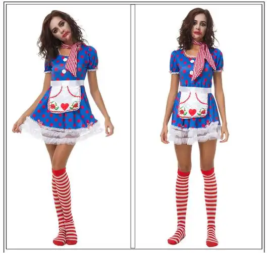 万圣节服装 马戏团小丑服 女燕尾服 欧美演出服 化妆舞会服