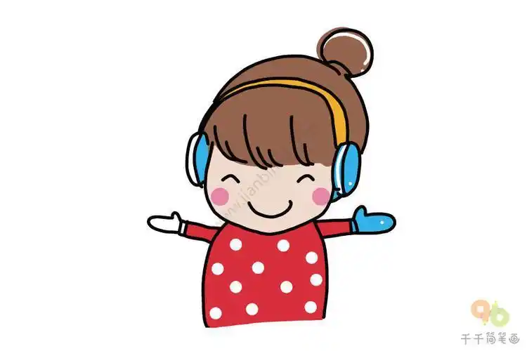 女孩简单好学的人物简笔画教程听音乐的小女孩带耳机的女孩头像简笔画