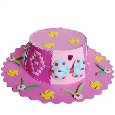 手工编织帽子海绵帽子儿童手工制作材料包幼儿园手工diy粉色编制帽