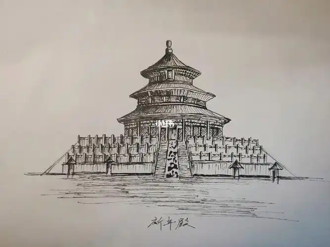 建筑手绘祈年殿皇穹宇