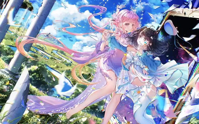 【ipad pro绘】十指紧扣的美少女贴贴7815走～去二次元!