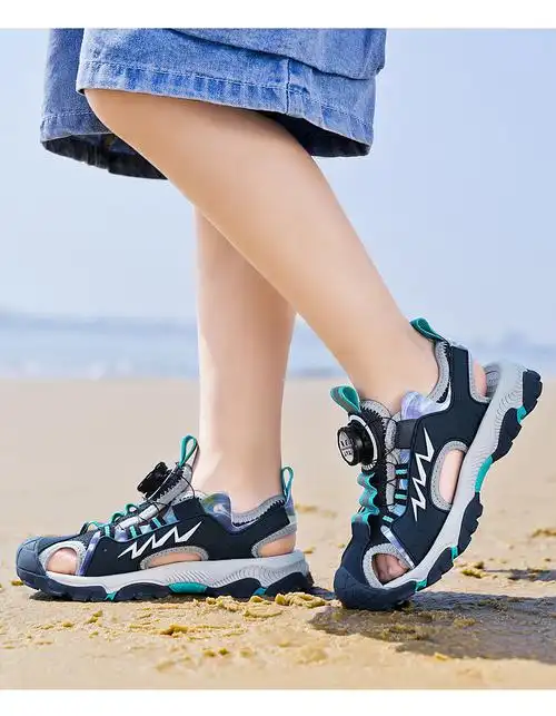 史努比童鞋凉鞋旋钮凉鞋夏季315岁男童适穿儿童旋转纽扣2022包头防滑