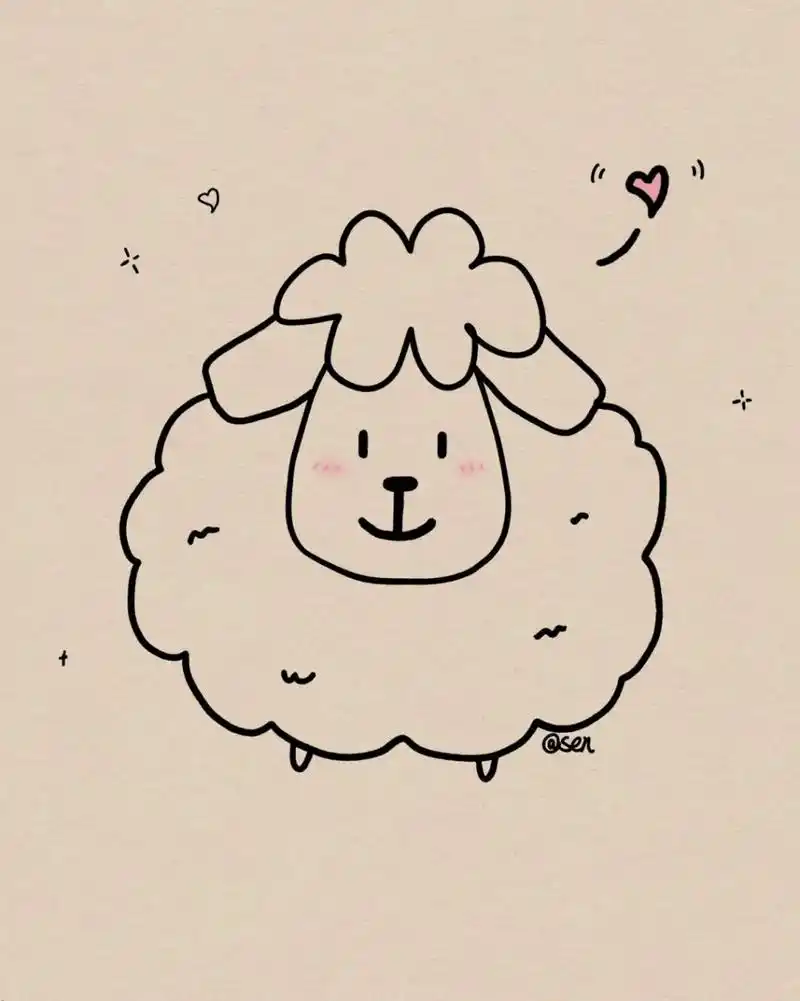 超级可爱又简单的小羊简笔画|附过程 零基础的新手小白们快学起来!