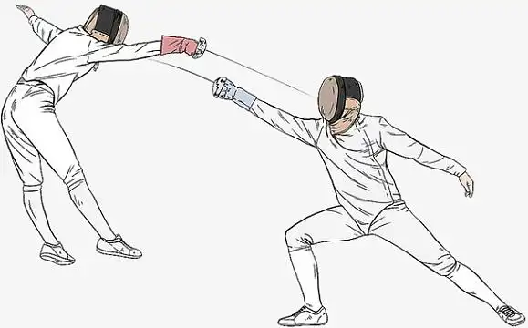 手绘击剑比赛人物