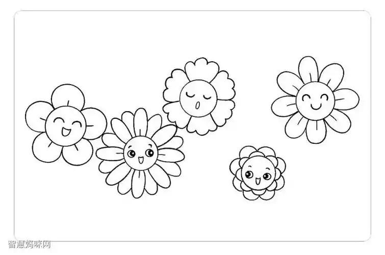 接着,在花朵的下方画出花茎和叶子9.