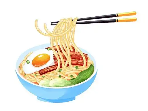 手绘卡通国潮美食面中国面条png素材面条食物