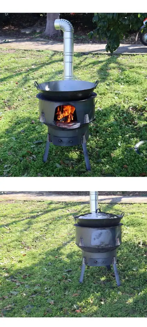 新式柴火炉子户外家用农村移动烧木柴大锅台便携烧柴灶台露营升级15厚