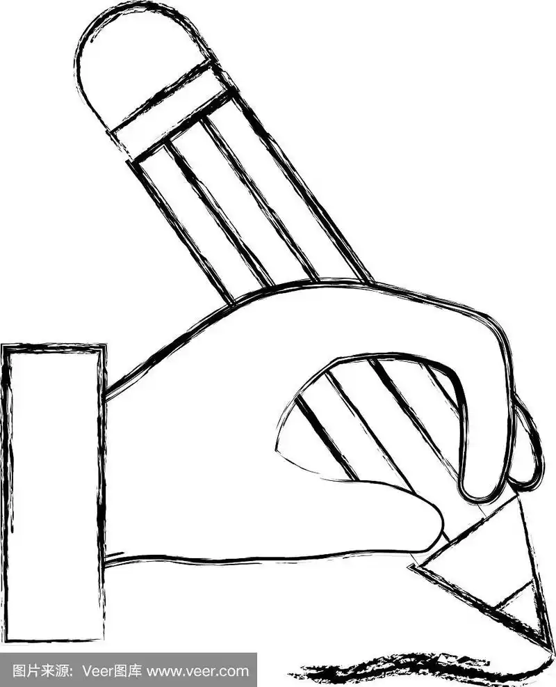 手人类用铅笔书写孤立图标