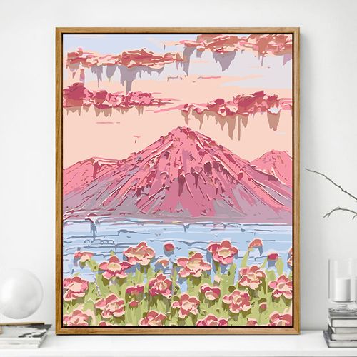 翰扎diy数字油画清新油彩画简单填色画艺术立体填色唯美挂画jm 花中月