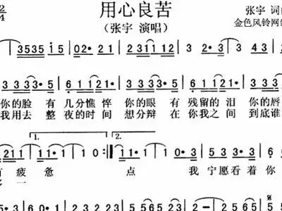 用心良苦 二胡谱,歌谱 简谱