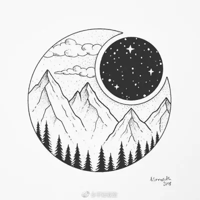 马路黑白装饰画