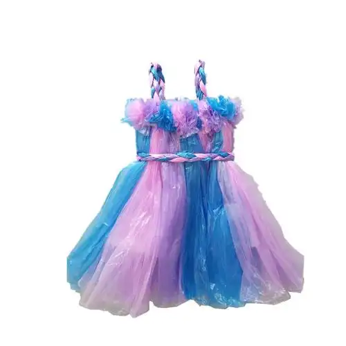 服装9岁女童舞台环保时装秀8-12岁中小学生走秀衣服儿童手工制作塑料