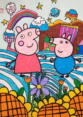 少儿书画作品-小猪佩奇/儿童书画作品小猪佩奇欣赏_中国少儿美术网