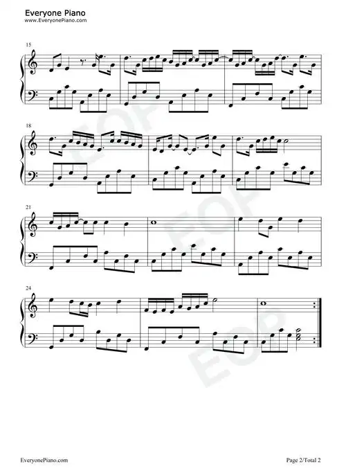 给电影人的情书-c调简单版-一秒钟推广曲五线谱预览2-钢琴谱文件