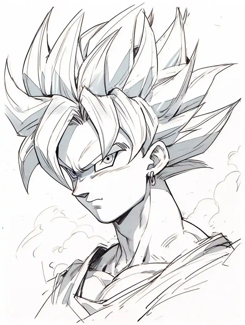 悟空线稿.#动漫男头 #七龙珠 #卡卡罗特 #超级赛亚人 - 抖音