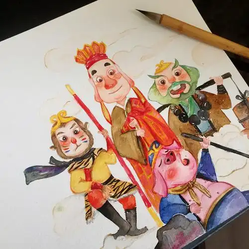 水彩插画《西游记》