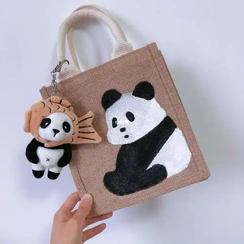 muji手绘麻布包  无印良品熊猫系列的产品越来越多了,不得不晒出牢乙