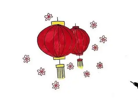 红灯笼简笔画怎么画_简笔画图片大全 - 元艺考