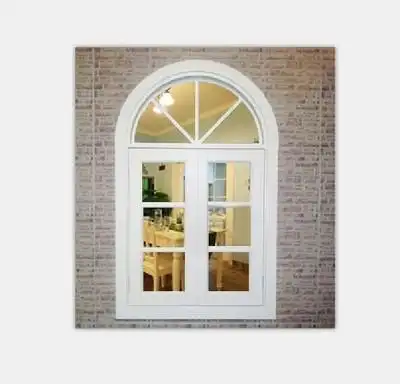 定制地中海拱形新款木窗户田园风格欧式半圆弧形异型隔音实木窗户已售