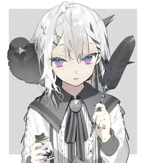 夏炉 twi:karohroka 手绘 插画 头像 女头 可爱 日系 白色头发 萝莉