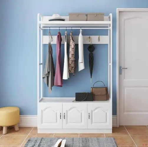 门厅鞋柜挂衣架一体挂衣服带换鞋凳挂衣柜进户门口简约现代衣帽