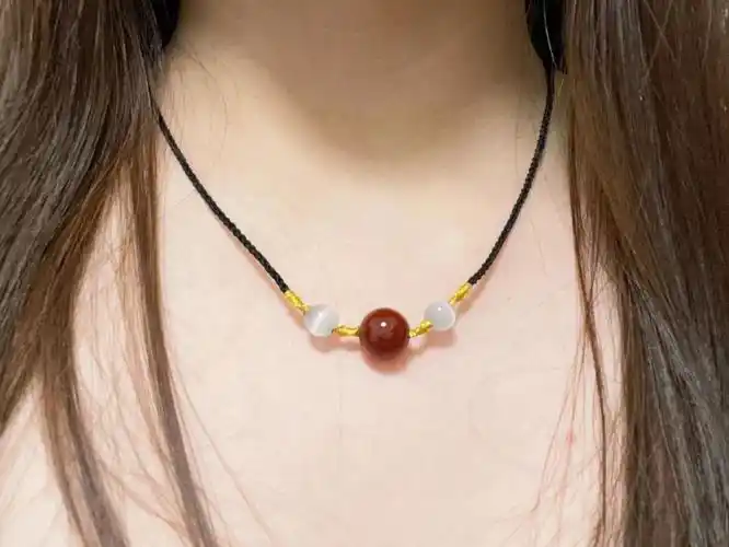 红玛瑙手链女红豆相思一颗红色玛瑙转运珠珠子编绳项链女男康嘉夫人