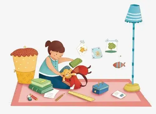 孩子整理书包简笔画