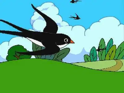 小燕子回家简笔画彩色过年