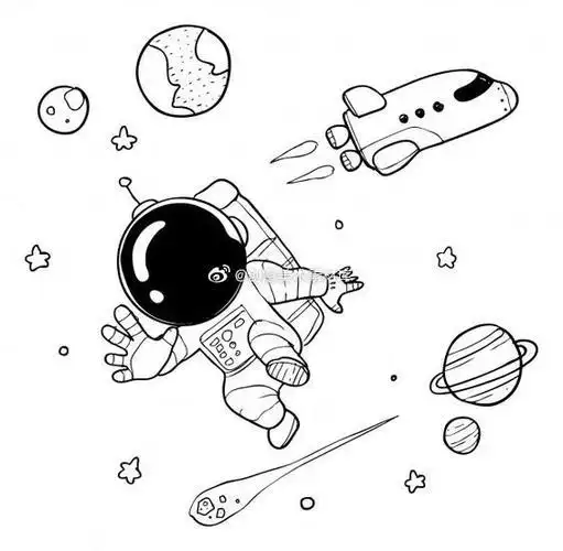 创意儿童美术超话简笔画宇航员神舟十二号发射圆满成功创意